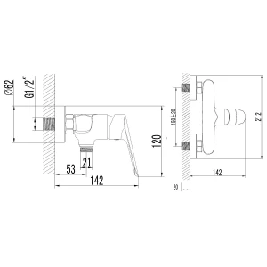 Смеситель Azario Campo для душа AZ-KX338275C