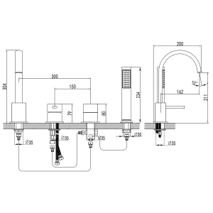 Смеситель Azario Delicate на борт ванны AZ-QA28173C-1381AC
