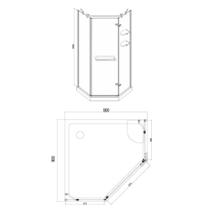 Душевой уголок Azario Montreal 90х90 L AZNWG3231900LGOLD