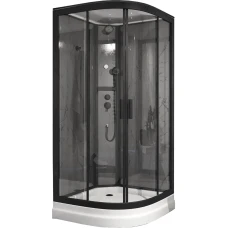 Душевая кабина Timo Premium ILMA Black 901 с крышей, хамам и стульчиком 100х100х222