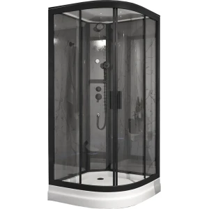 Душевая кабина Timo Premium ILMA Black 901 с крышей, хамам и стульчиком 100х100х222