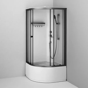 Душевая кабина AM.PM X-Joy 90x90 W94C-401A-090BT профиль черный матовый, высокий поддон