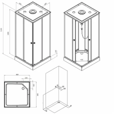 Душевая кабина AM.PM X-Joy 90x90 W94C-403-090MT профиль серебристый, низкий поддон