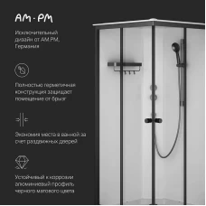 Душевая кабина AM.PM X-Joy 90x90 W94C-403-090BT профиль черный матовый, низкий поддон
