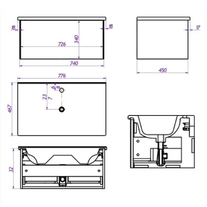 Тумба под раковину La Fenice TERRA Blu Grigio 80 синяя