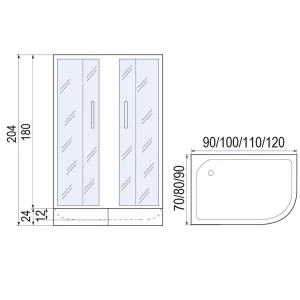 Душевой уголок Мономах ДУ 90/80/180 МЗ L/R 10000013425 90х80 без поддона