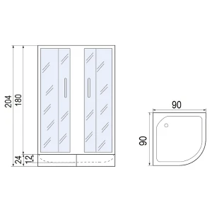 Душевой уголок Мономах ДУ 90/180 МЗ BL 10000008620 90х90 без поддона