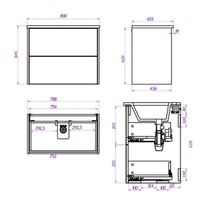 Тумба под раковину La Fenice Tesoro Galifaks 80 табак
