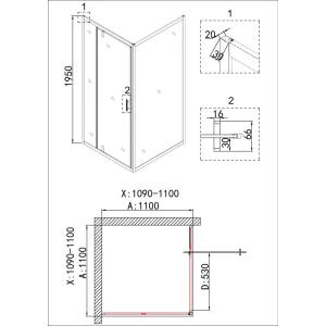 Душевое ограждение Niagara Nova NG-43-11AG-A110G 110х110