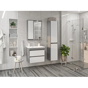 Зеркальный шкаф Brevita Balaton 65 левый (белый, серый)