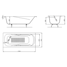 Чугунная ванна Castalia Carina 170x75 с ручками