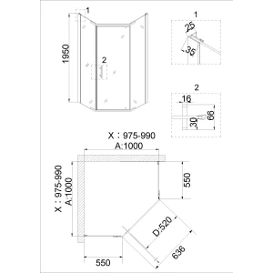 Душевое ограждение Niagara Nova NG-6434-08GOLD 100х100