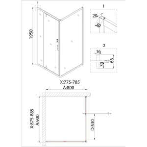 Душевое ограждение Niagara Nova NG-43-9AG-A80G 90х80