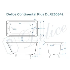 Ванна чугунная Delice Continental PLUS 100х70 DLR230642