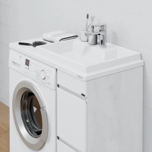 Тумба под раковину СанТа Марс 29 под стиральную машину, светлая, с 2 ящиками