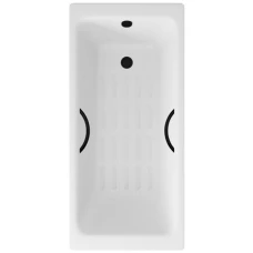 Ванна чугунная Delice Parallel 150х70 с черными матовыми ручками и антискользящим покрытием DLR220503RB-AS