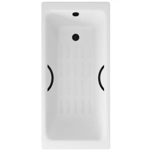 Ванна чугунная Delice Parallel 150х70 с черными матовыми ручками и антискользящим покрытием DLR220503RB-AS