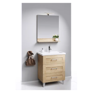 Напольная тумба под раковину Aqwella Foster 80 с тремя ящиками, дуб сонома