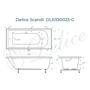 Ванна из литьевого мрамора Delice Scandi 150х70 глянцевая DLR330023-G