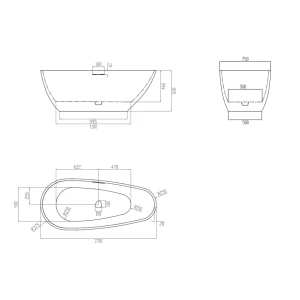 Ванна из искусственного камня ABBER Dortmund AM9911MLG 170х75 светло-серая матовая