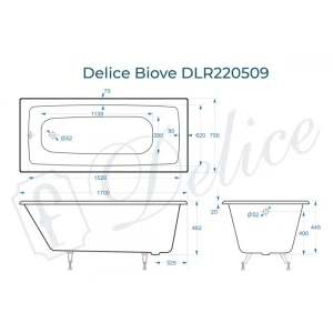 Ванна чугунная Delice Biove 170х75 DLR220509