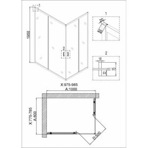 Душевое ограждение Niagara Nova NG-6881-08ВLACK 100х80