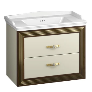 Тумба под раковину Opadiris Карат 80 бежевый глянцевый с золотой патиной