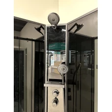 Душевая кабина Timo Premium ILMA Black 909 с крышей, хамам и стульчиком 90х90х222