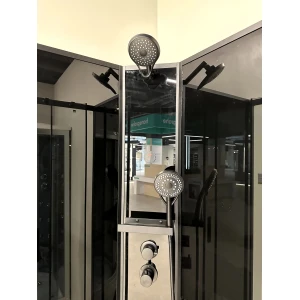 Душевая кабина Timo Premium ILMA Black 909 с крышей, хамам и стульчиком 90х90х222