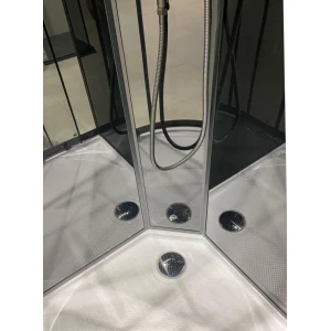 Душевая кабина Timo Premium ILMA Black 909 с крышей, хамам и стульчиком 90х90х222