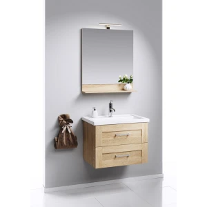 Подвесная тумба под раковину Aqwella Foster 80 с двумя ящиками, дуб сонома