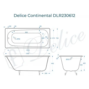 Ванна чугунная Delice Continental 150х70 DLR230612