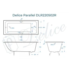 Ванна чугунная Delice Parallel 170х80 с черными матовыми ручками DLR220502RB