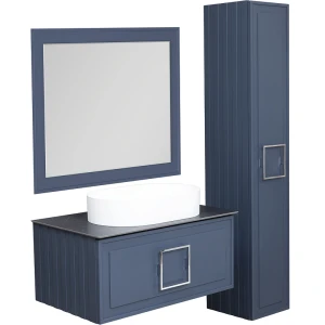 Зеркало с подсветкой La Fenice Cubo Blu Grigio 80 синее