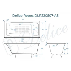 Ванна чугунная Delice Repos 150х70 с антискользящим покрытием DLR220507-AS