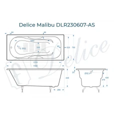 Ванна чугунная Delice Malibu 150х75 с антискользящим покрытием DLR230607-AS