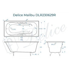 Ванна чугунная Delice Malibu 160х75 с отверстиями под ручки DLR230629R