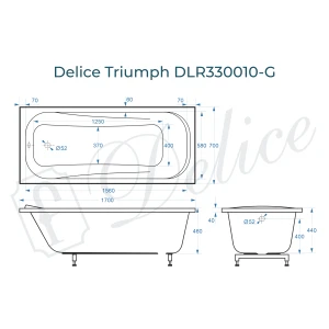Ванна из литьевого мрамора Delice Triumph 170х70 глянцевая DLR330010-G