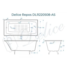 Ванна чугунная Delice Repos 170х70 с антискользящим покрытием DLR220508-AS