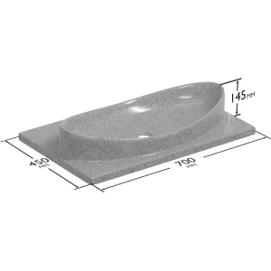 Раковина СаНта Вега 70 литой мрамор, вулканический-серый