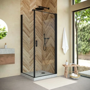 Душевой уголок Vegas-glass EP-FIS NOVO 80 02М 01 R, профиль черный матовый, стекло прозрачное