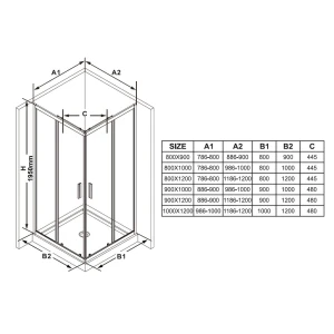 Душевой уголок Ravak BLIX SLIM 80x80 BLSRV2K-80 профиль черный, стекло прозрачное Transparent