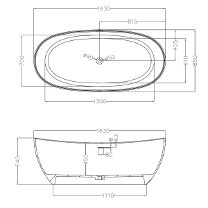 Ванна из искусственного камня ABBER Stein AS9615-1.6 163х85 белая матовая