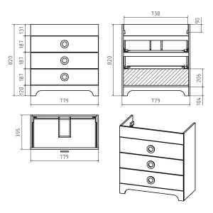 Тумба под раковину Misty Лейла 80