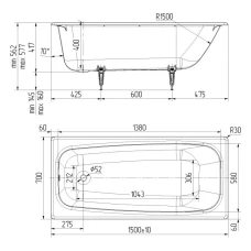 Чугунная ванна Универсал Классик 150x70