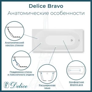 Ванна из литьевого мрамора Delice Bravo 150х70 глянцевая DLR330036-G