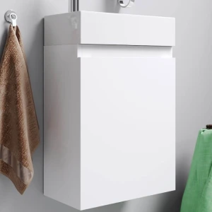 Подвесная тумба под раковину Aqwella Leon-MP 40, белый глянец (петли справа)