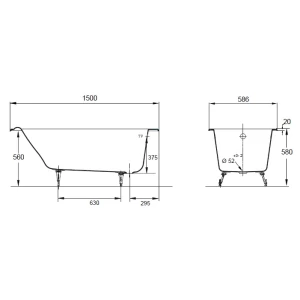 Чугунная ванна Jacob Delafon Parallel 150x70 E2946
