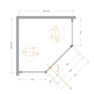 Душевой уголок CEZARES ECO-O-P-1-90-C-Cr