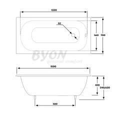 Чугунная ванна Byon B13 150x70 V0000223